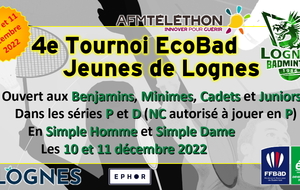4e Tournoi EcoBad Jeunes de Lognes